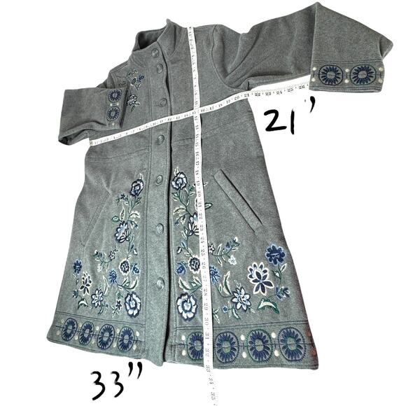 VTG Coldwater Creek Jacket Women M Floral Embroidered Fleece Cottage Soft Grunge - Picture 6 of 12